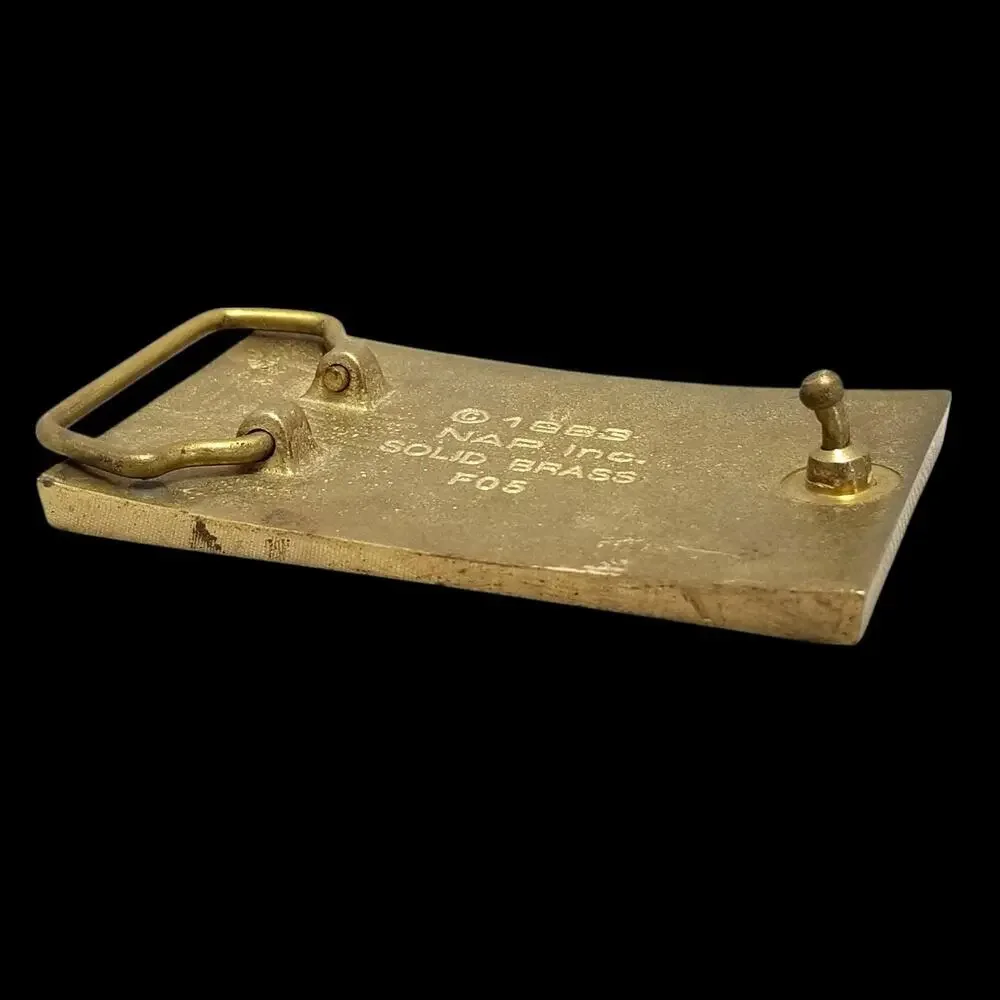 Vintage 1983 NAP Inc. Solid Brass‎ Australian Flag Belt Buckle